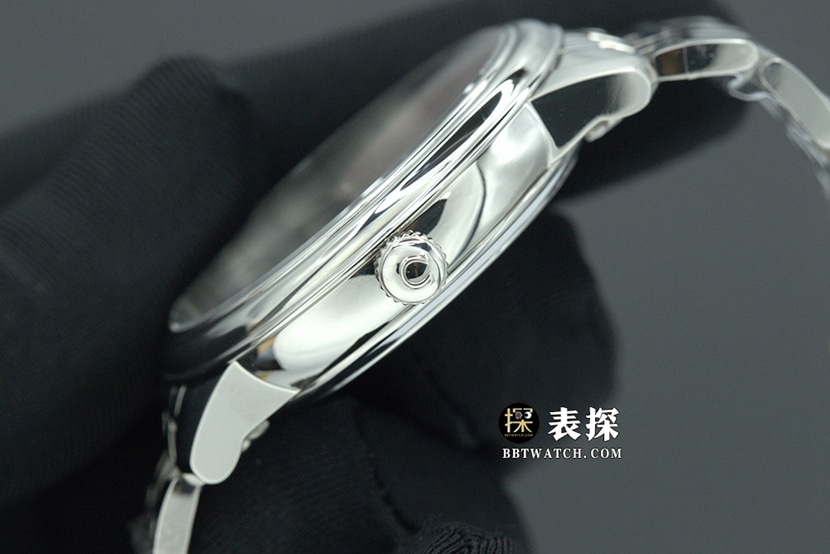 原单碟飞欧米茄1:1复刻手表灰盘钢带款424.10.40.20.06.001侧面实拍图