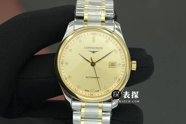 KY厂浪琴男士制表传统顶级一比一高仿手表金盘钢带款L2.793.5.37.7正面实拍图