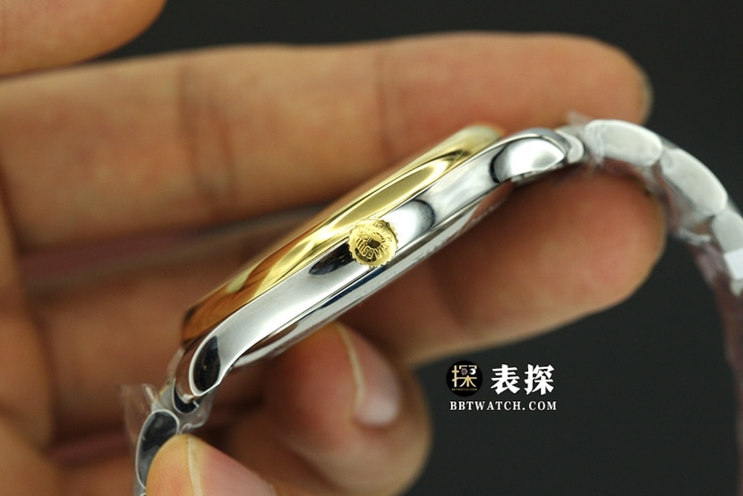 KY厂制表传统浪琴1:1复刻手表金盘钢带款L2.793.5.37.7侧面实拍图