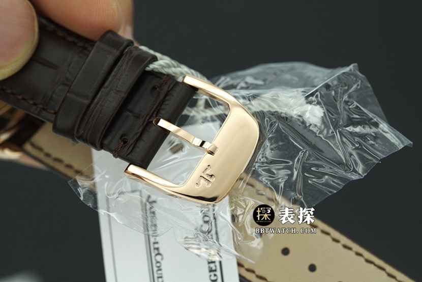 APS厂大师积家1:1复刻手表蛋壳黄盘玫瑰金月相皮带款1362511表扣实拍图