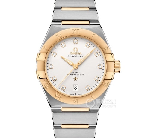 Constellation Omega 1:1 Replique Montres Anneaux Diamant 18 Entre Or Bracelet Acier