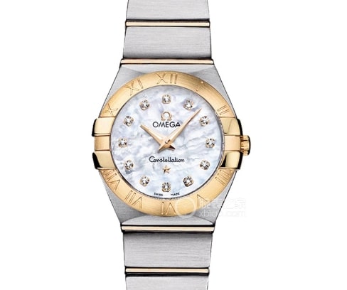 Constellation Omega 1:1 replica watches silver white disk rose gold ring steel belt models
