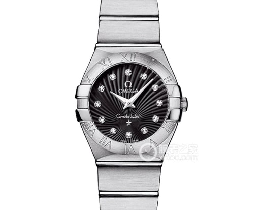 Constellation Omega 1:1 Replique Montres Disque noir avec anneau en diamant Bracelet acier
