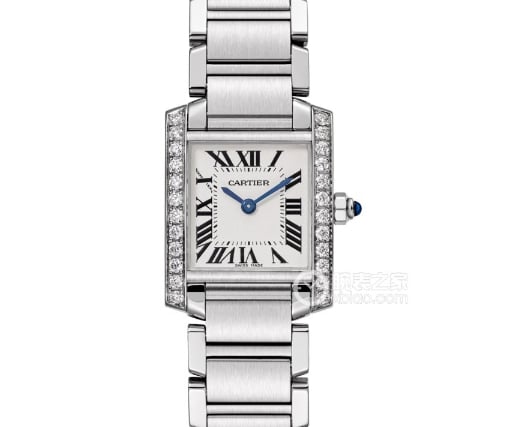 Tank Cartier 1:1 Replica Watches Silver Gray Plate Diamonds Small Steel Strap