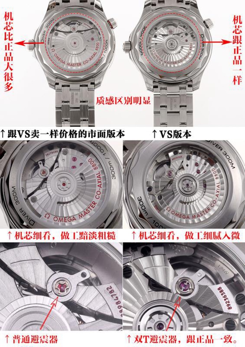 海马VS厂欧米茄1:1复刻手表210.30.42.20.04.001对比正品评测背面对比图