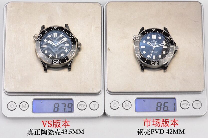 海马VS厂欧米茄1:1复刻手表210.92.44.20.01.001对比正品评测重量对比图