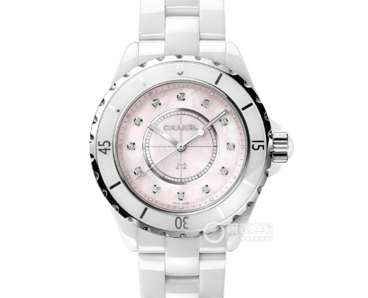 J12 Chanel 1:1 Replica Watches Rings Diamonds Luminous Pink Plate Ceramic Band