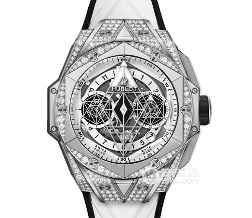 HB Tattoo II Hublot 1:1 réplique montres chronographe à diamant complet disque noir bracelet en caoutchouc blanc