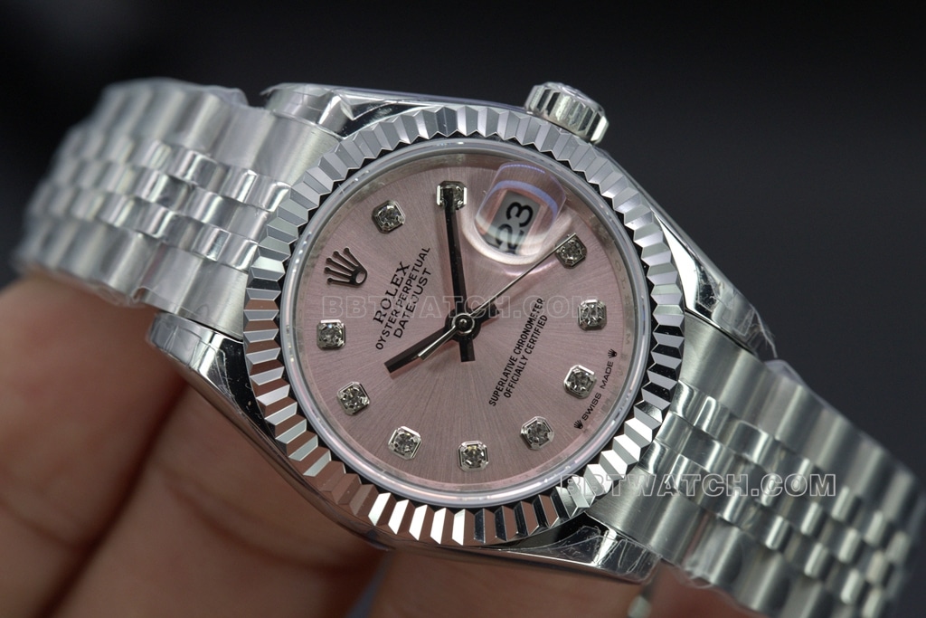 Rolex 1:1 Top Replica Watches GS Log 28 Pink for Women
