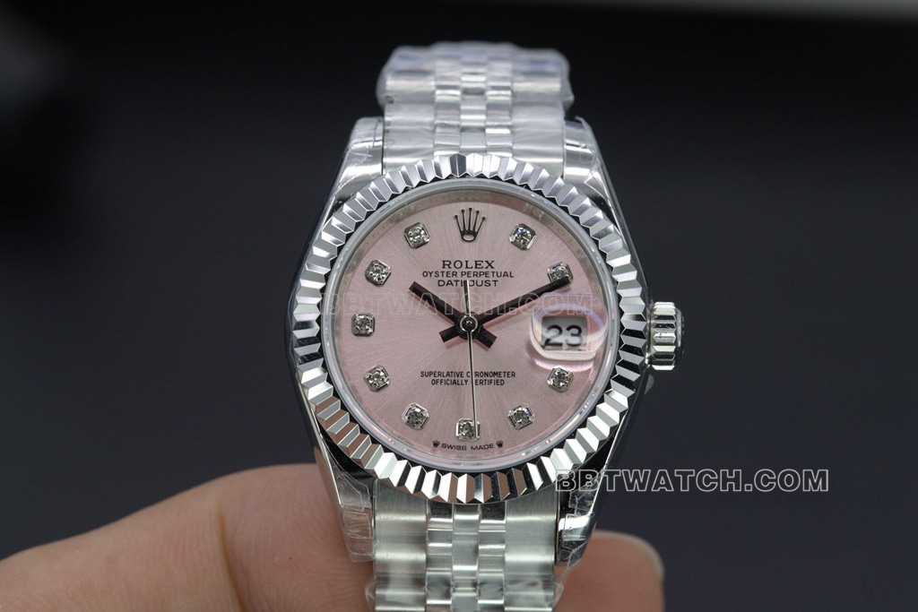 Rolex 1:1 Top Replica Watches GS Log 28 Pink for Women