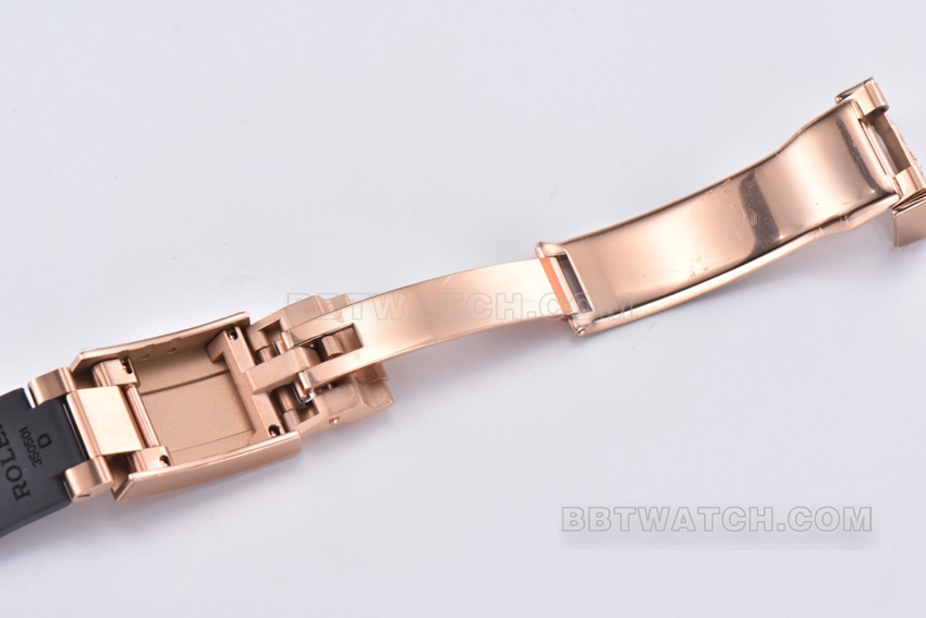 C厂劳力士迪通拿一比一超A精仿玫瑰金黑盘M116515ln-0017表扣实拍图