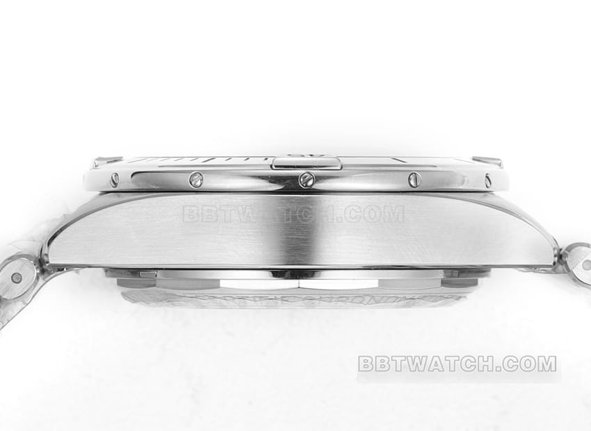 BLS厂百年灵机械计时超A高仿蓝盘钢带款AB0134101C1A1侧面实拍图