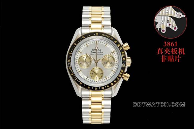 欧米茄超霸一比一顶级复刻银盘间金钢带款310.20.42.50.02.001正面实拍图