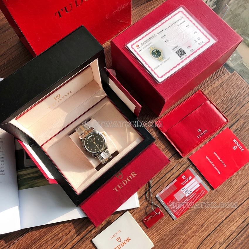 原单帝舵骏珏顶级一比一精仿黑盘间金钢带款M56003-0008正面实拍图