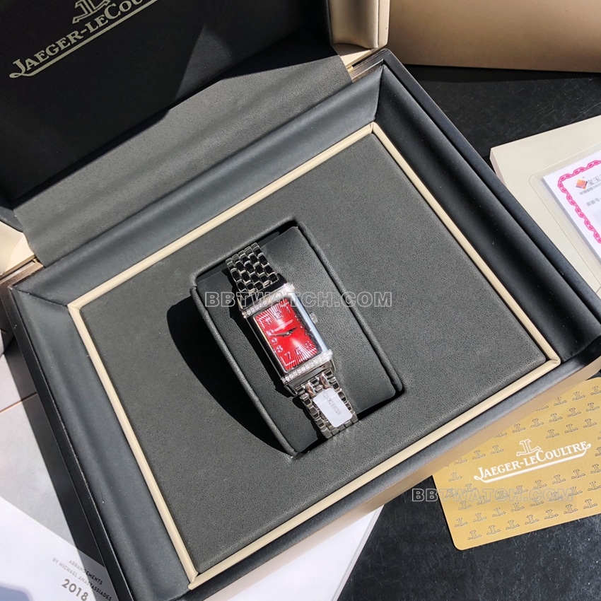 原单积家翻转腕表顶级一比一精仿红盘钢带款正面实拍图