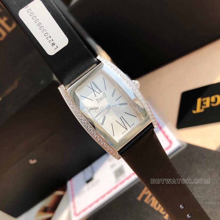 原单伯爵珠宝腕表顶级一比一高仿白盘钻圈黑色皮带款G0A41189正面实拍图