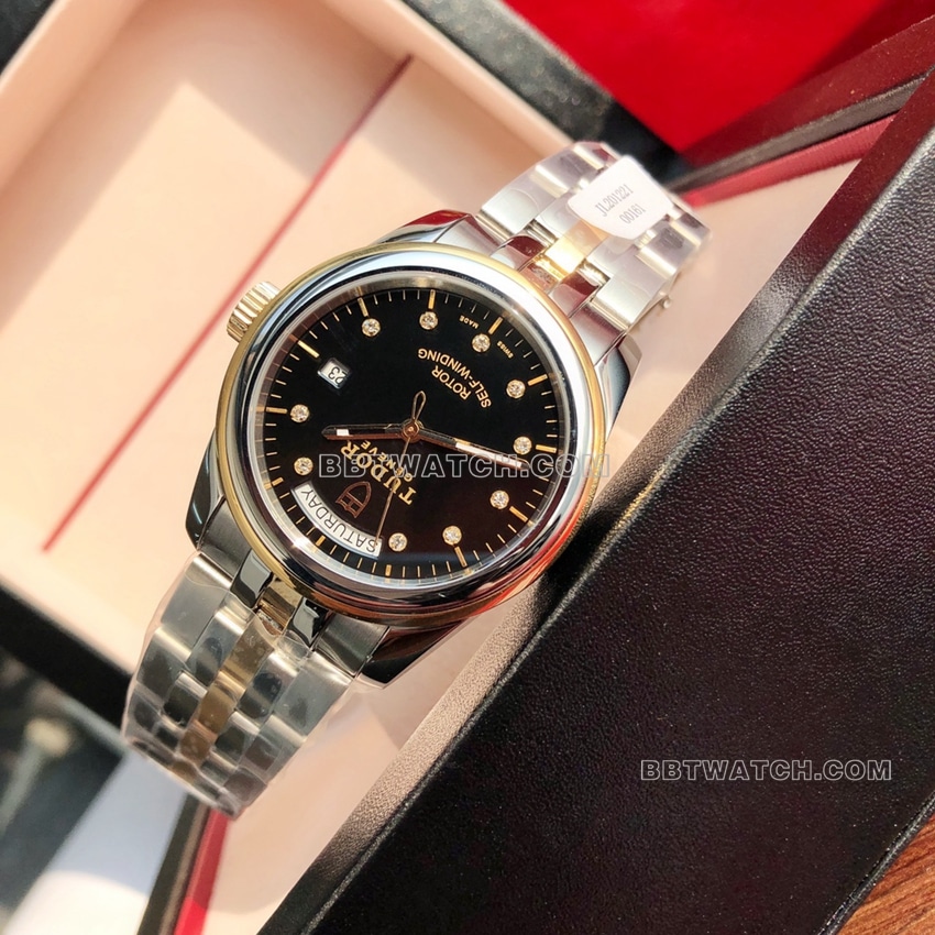 原单帝舵骏珏顶级一比一精仿黑盘间金钢带款M56003-0008正面实拍图