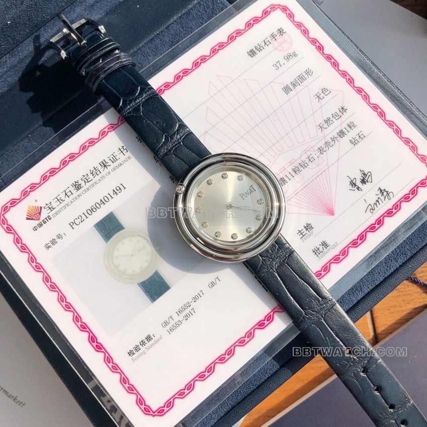 原单伯爵顶级复刻银盘黑色皮带款G0A43090正面实拍图