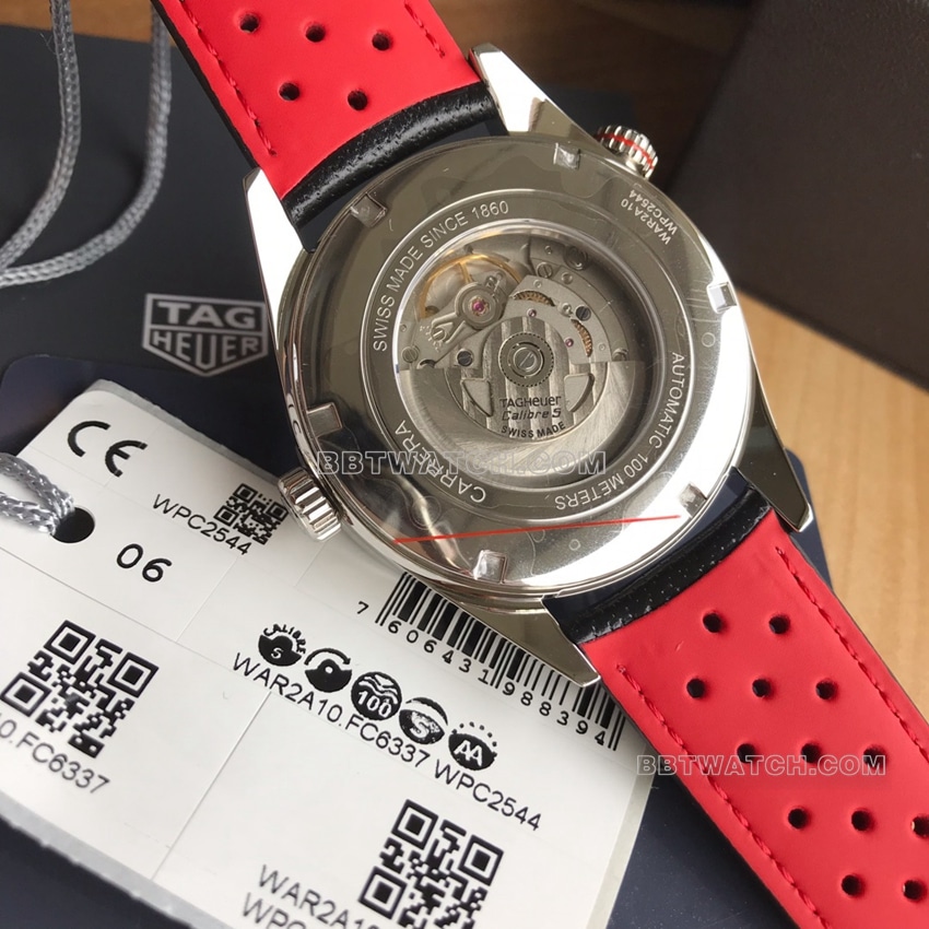 原单泰格豪雅卡莱拉顶级一比一精仿黑盘WAR2A10.FC6337背面实拍图