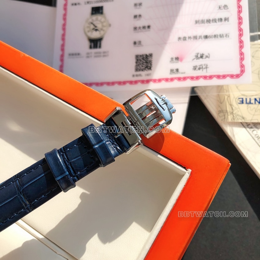 原单积家约会顶级一比一精仿银盘镶钻圈3578430表扣实拍图