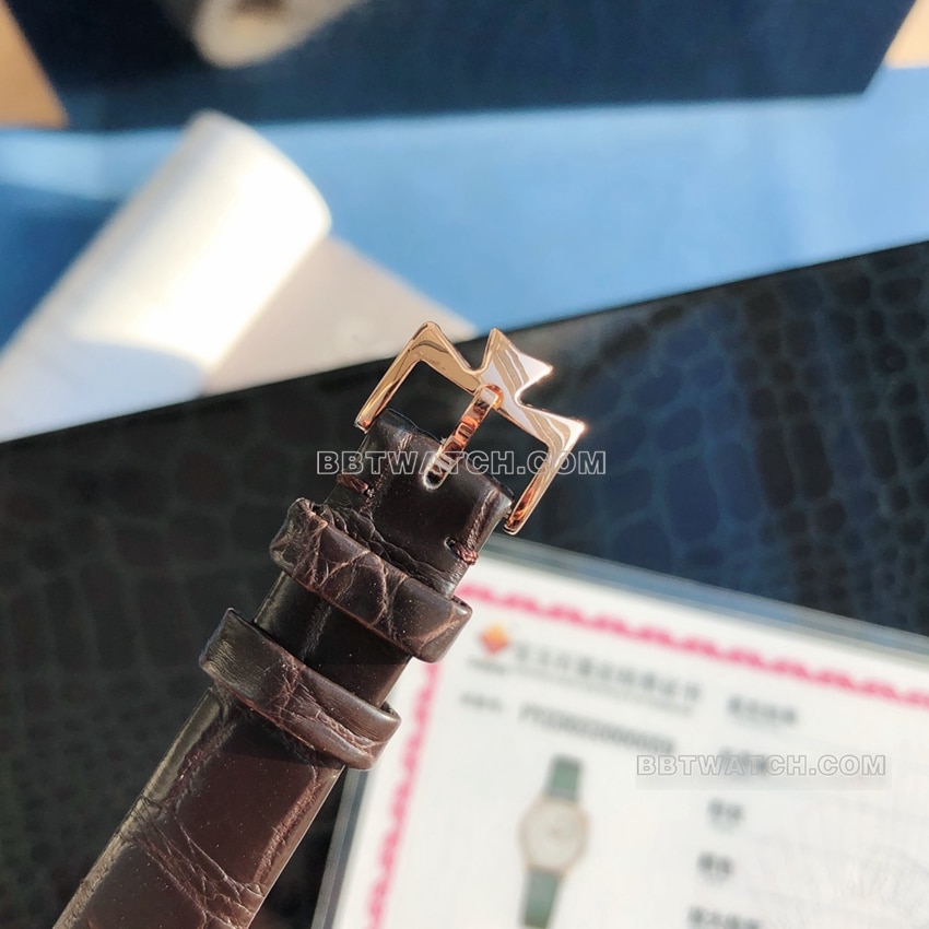 原单江诗丹顿伊灵女神一比一超A精仿白盘粉红金1205F/000R-B622表扣实拍图