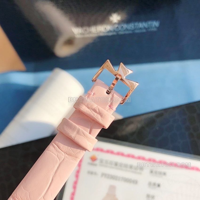 原单江诗丹顿伊灵女神超A高仿粉盘粉红金1205F/000R-B984表扣实拍图
