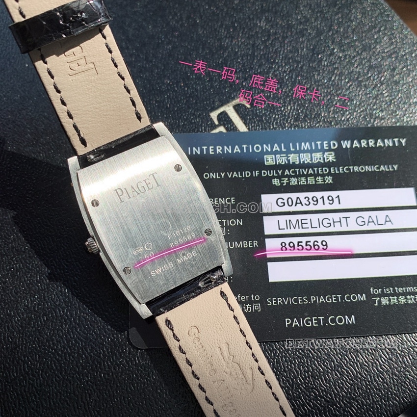 原单伯爵一比一超A精仿白盘钻圈黑色皮带款G0A39191背面实拍图