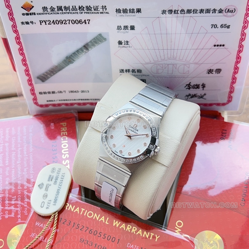 原单欧米茄星座一比一顶级复刻银盘钢带款123.10.27.60.52.001正面实拍图