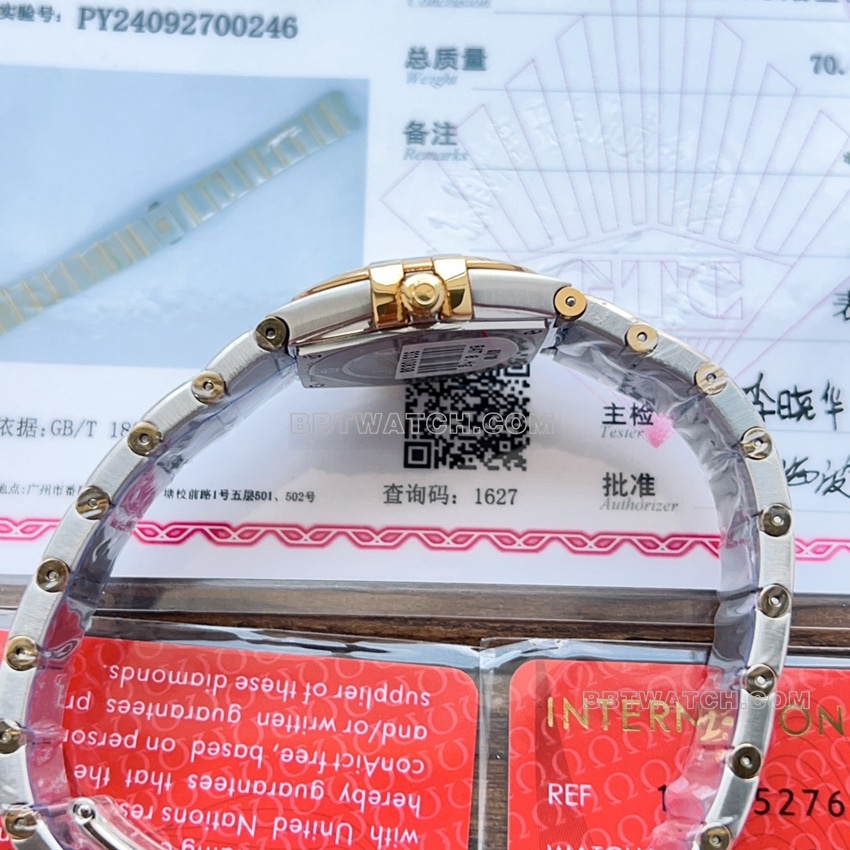 原单欧米茄星座一比一超A精仿银盘黄金圈123.20.27.60.52.001侧面实拍图