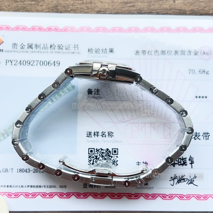 原单欧米茄星座一比一超A高仿蓝色珍珠贝壳盘123.10.27.60.57.001侧面实拍图