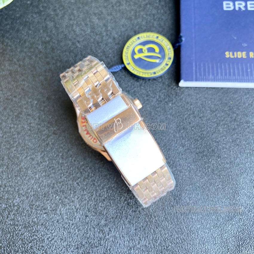 原单百年灵航空计时一比一顶级复刻白色珍珠贝母表盘钢带款表带实拍图
