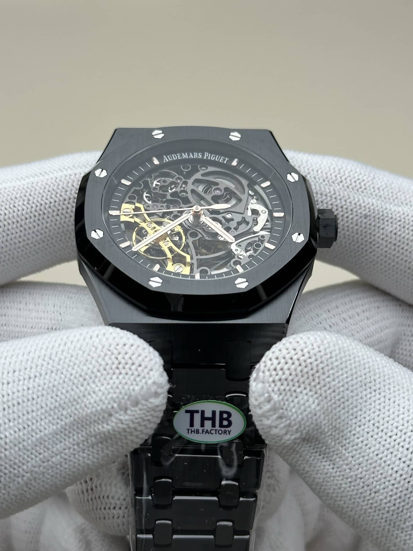 THB爱彼皇家橡树一比一超A高仿黑色陶瓷镂空盘钢带款15416正面实拍图