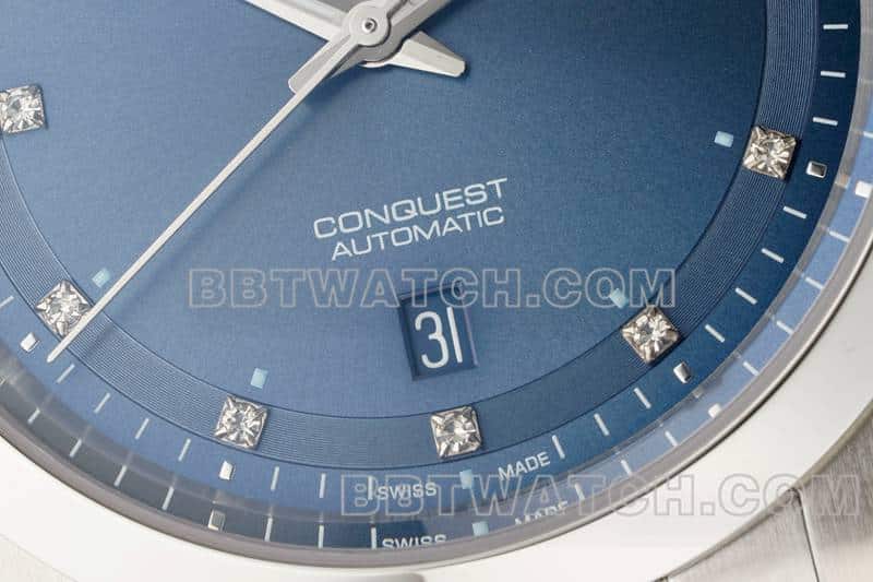 AF厂浪琴康卡斯顶级一比一高仿34mm蓝盘L3.430.4.97.6正面实拍图