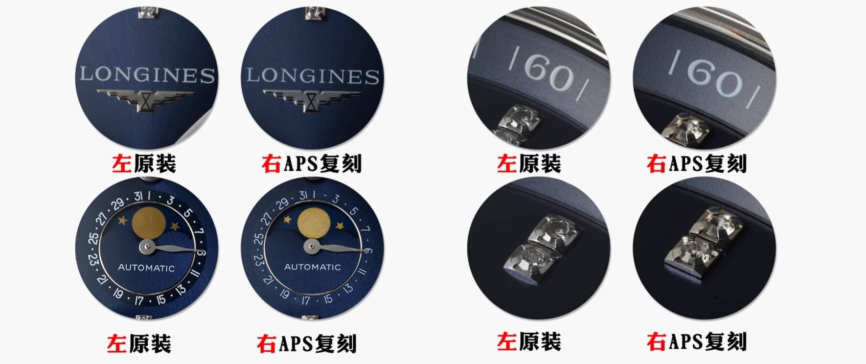 APS厂浪琴顶级复刻手表名匠蓝盘L2.909.4.97.6真假对比评测外观实拍图