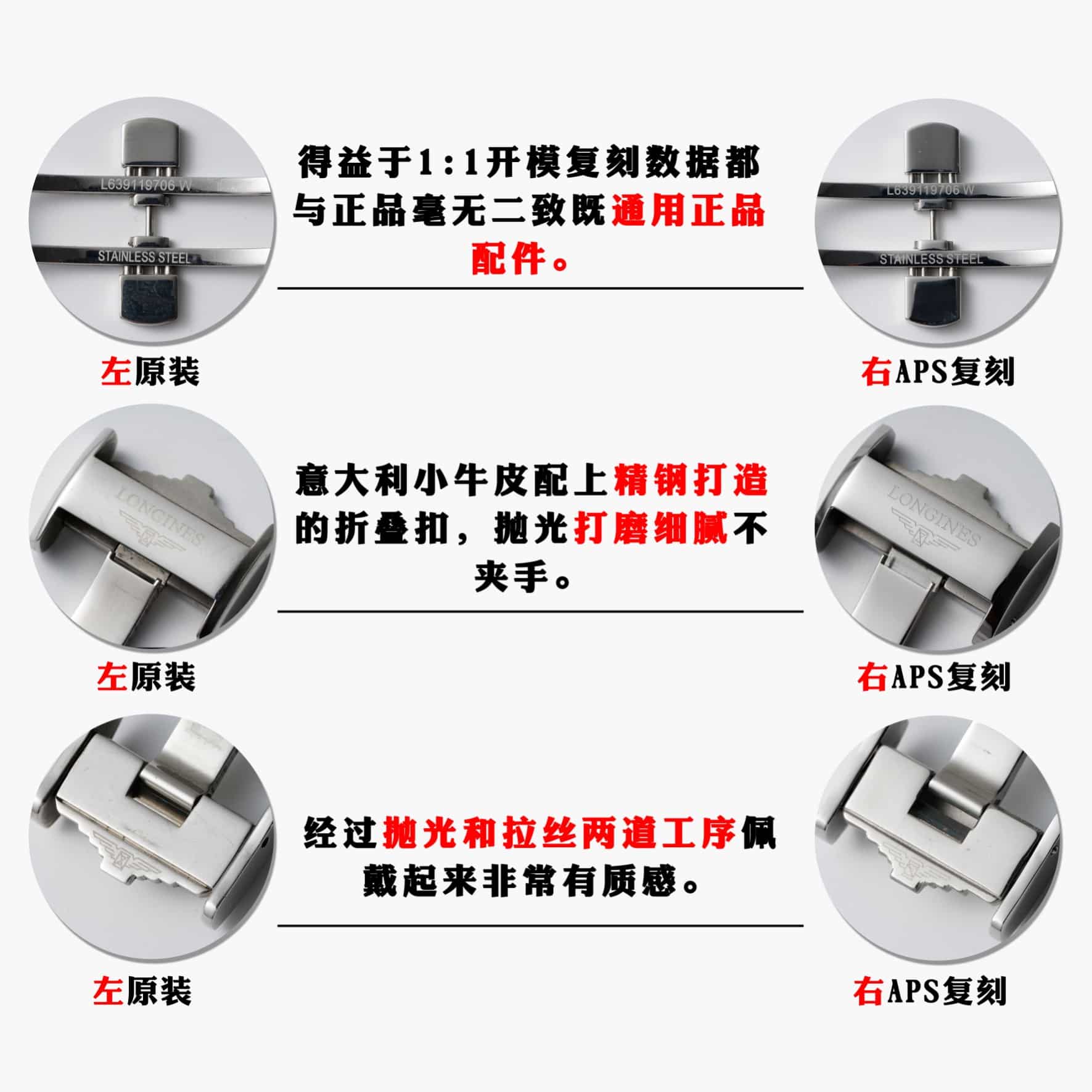 APS厂浪琴顶级复刻手表名匠银白盘月相L2.909.4.78.3真假对比评测外观实拍图