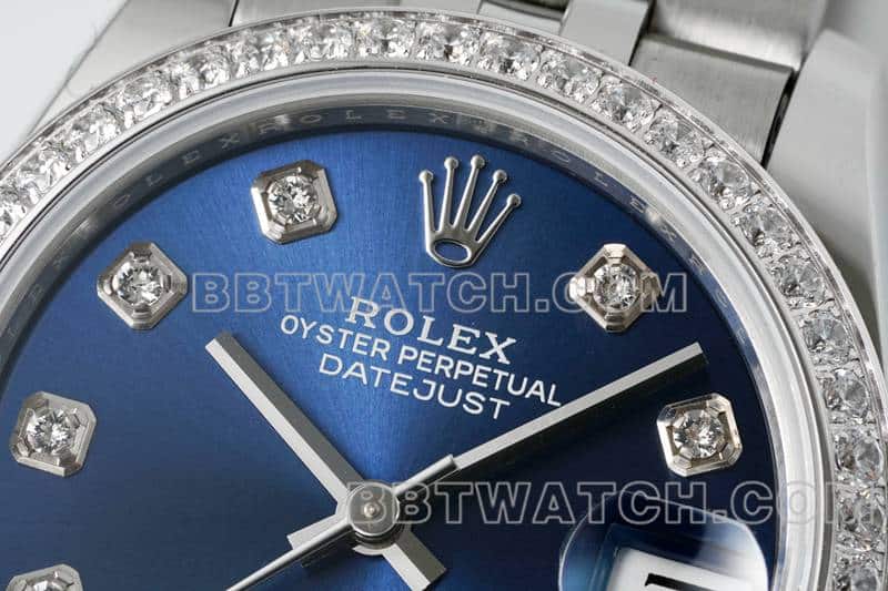 ARF厂劳力士日志一比一超A高仿蓝盘钻圈31mm五格链节278384正面实拍图