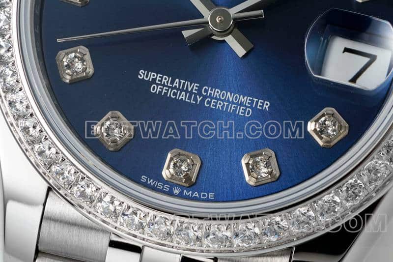 ARF厂劳力士日志一比一超A高仿蓝盘钻圈31mm五格链节278384正面实拍图
