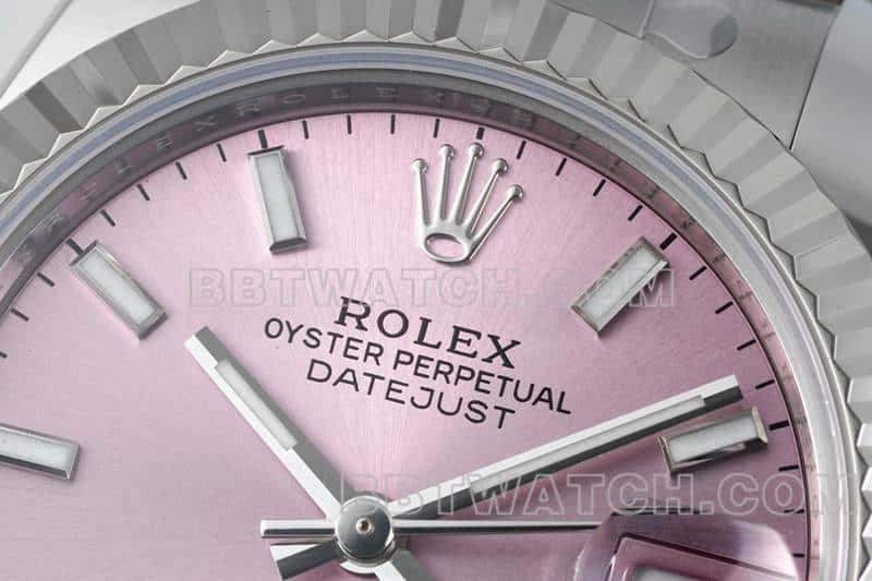  ARF厂劳力士日志顶级一比一高仿粉盘棒状时标31mm三格链节278274正面实拍图
