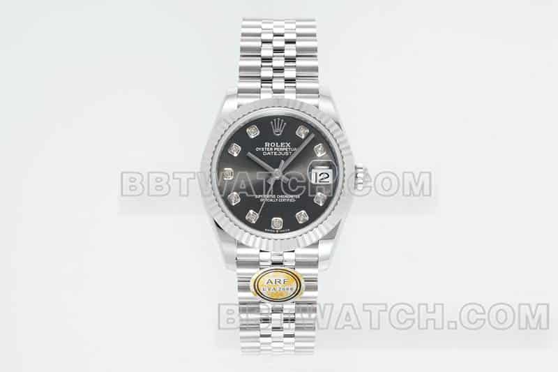 ARF厂劳力士日志一比一超A高仿黑盘31mm五格链节278274正面实拍图