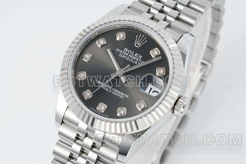 ARF厂劳力士日志一比一超A高仿黑盘31mm五格链节278274正面实拍图