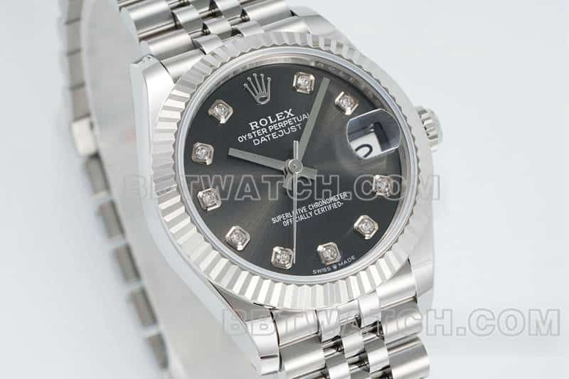 ARF厂劳力士日志一比一超A高仿黑盘31mm五格链节278274正面实拍图