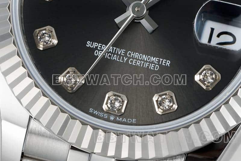 ARF厂劳力士日志一比一超A高仿黑盘31mm五格链节278274正面实拍图