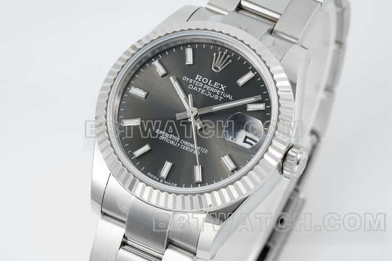 ARF厂劳力士日志一比一超A精仿黑盘棒状时标31mm三格链节278274正面实拍图