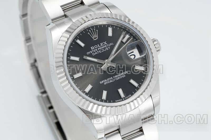 ARF厂劳力士日志一比一超A精仿黑盘棒状时标31mm三格链节278274正面实拍图