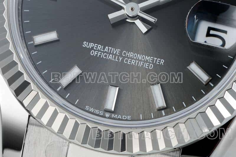 ARF厂劳力士日志一比一超A精仿黑盘棒状时标31mm三格链节278274正面实拍图