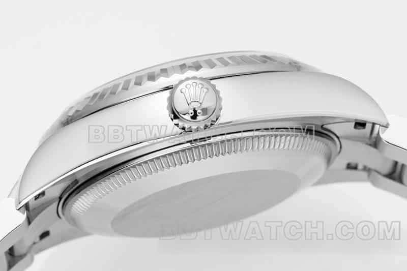 ARF厂劳力士日志一比一超A精仿黑盘棒状时标31mm三格链节278274侧面实拍图