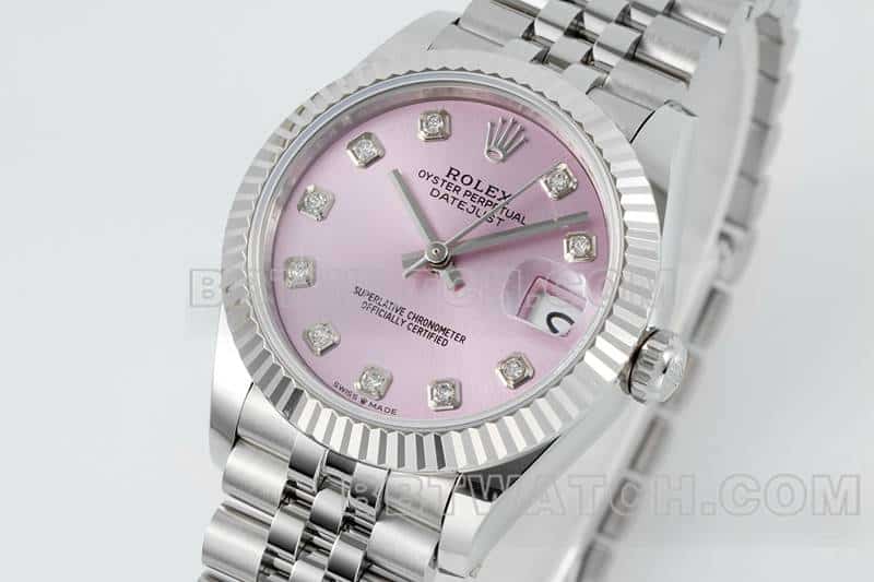 ARF厂劳力士日志一比一顶级复刻粉盘31mm五格链节278274正面实拍图