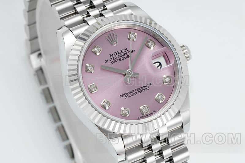 ARF厂劳力士日志一比一顶级复刻粉盘31mm五格链节278274正面实拍图