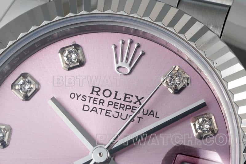 ARF厂劳力士日志一比一顶级复刻粉盘31mm五格链节278274正面实拍图