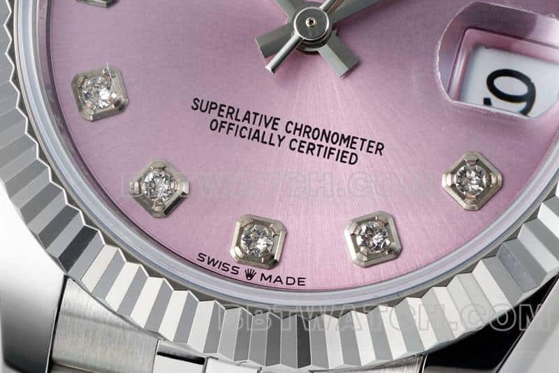 ARF厂劳力士日志一比一顶级复刻粉盘31mm五格链节278274正面实拍图